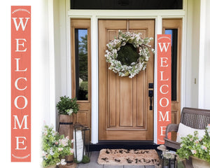 72in Coral Outdoor Welcome Sign | Rustic Sign | Front Door, Entryway Decor | Foldable, Portable | UV Protected & Sealed