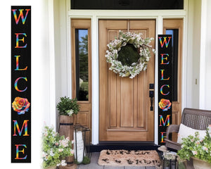 72-inch Pride LGBT Black Outdoor Welcome Sign | Rustic Front Door Sign | Foldable and Portable | UV Protected and Sealed