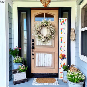 72-inch Pride LGBT White Outdoor Welcome Sign | Rustic Front Door Sign | Foldable and Portable | UV Protected and Sealed