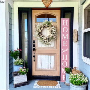 72in Pink Home Sweet Home Sign | Rustic Wood Front Door Decor | Farmhouse Porch Sign Decorations | Patio Decor | Wooden Decor