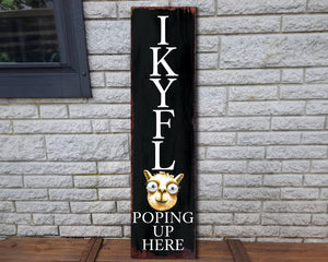 36-Inch Everyday Humor IKYFL Lama Porch Sign | Front Door Wall Decor | Rustic Farmhouse Outdoor Entryway Display Board
