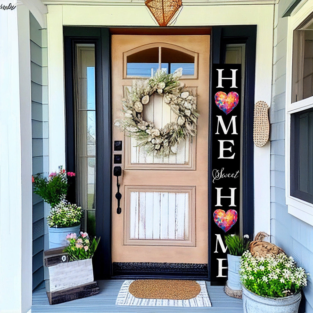 72in Heart Home Sweet Home Sign | Rustic Wood Front Door Decor | Farmhouse Porch Sign Decorations | Patio Decor | Wooden Decor