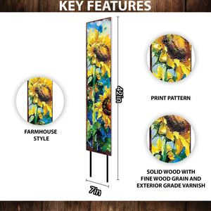 42in Summer Garden Stake - Oil Paint Style Sunflowers Decor - Ideal for Outdoor, Yard, and Garden Decorations