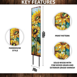 42in Summer Garden Stake - Oil Paint Style Sunflower Decor Plaque - Ideal for Outdoor, Yard, and Garden Decorations