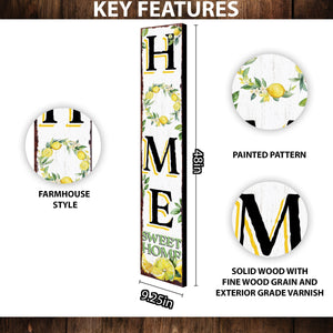 48in Lemon Summer Home Sweet Home Porch Sign | Rustic Wooden Front Door Decor | Outdoor Farmhouse Patio Display Board