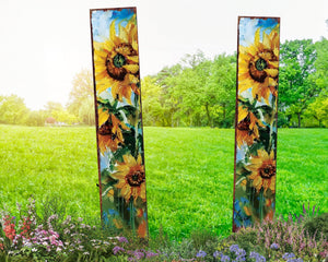 42in Summer Garden Stake - Oil Paint Style Sunflower Decor - Ideal for Outdoor, Yard, and Garden Decor
