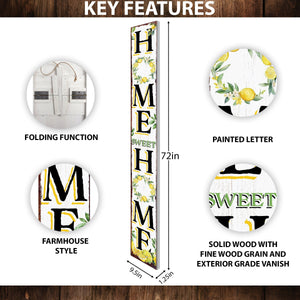 72in Lemon Summer Home Sweet Home Porch Sign | Rustic Wooden Front Door Decor | Outdoor Farmhouse Patio Display Board