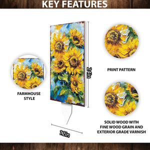 30in Summer Garden Stake - Oil Paint Style Sunflower Decor - Made in USA - Ideal for Outdoor, Yard, and Garden Decorations