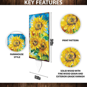 30in Summer Garden Stake | Oil Paint Style Sunflower Decor | Perfect for Outdoor Decor, Yard Art, and Garden Decorations
