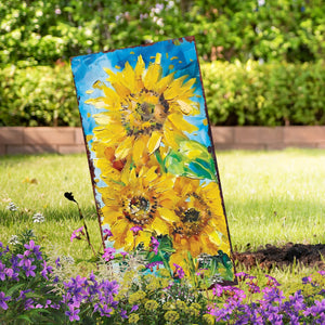 30in Summer Garden Stake | Oil Paint Style Sunflower Decor | Perfect for Outdoor Decor, Yard Art, and Garden Decorations