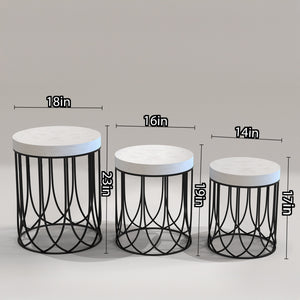White Farmhouse Accent Table Set- 3 Piece Set