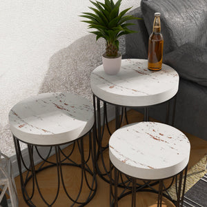 White Farmhouse Accent Table Set- 3 Piece Set