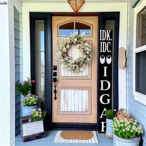 72-Inch Everyday IDK IDC IDGAF Porch Sign | Funny & Humorous Wood Sign | Ideal for Farmhouse Outdoor Entryway, Front Door Wall | Black