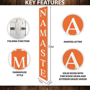 72in Orange Outdoor Namaste Sign - UV Protected, Sealed, Foldable, Portable - Ideal for Front Door and Entryway Decor