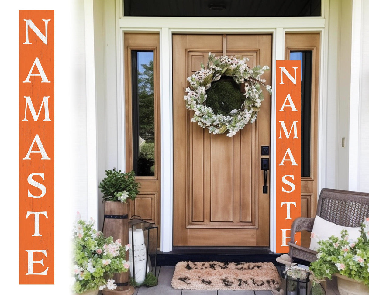 72in Orange Outdoor Namaste Sign - UV Protected, Sealed, Foldable, Portable - Ideal for Front Door and Entryway Decor