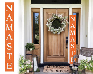 72in Orange Outdoor Namaste Sign - UV Protected, Sealed, Foldable, Portable - Ideal for Front Door and Entryway Decor