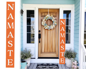 72in Orange Outdoor Namaste Sign - UV Protected, Sealed, Foldable, Portable - Ideal for Front Door and Entryway Decor