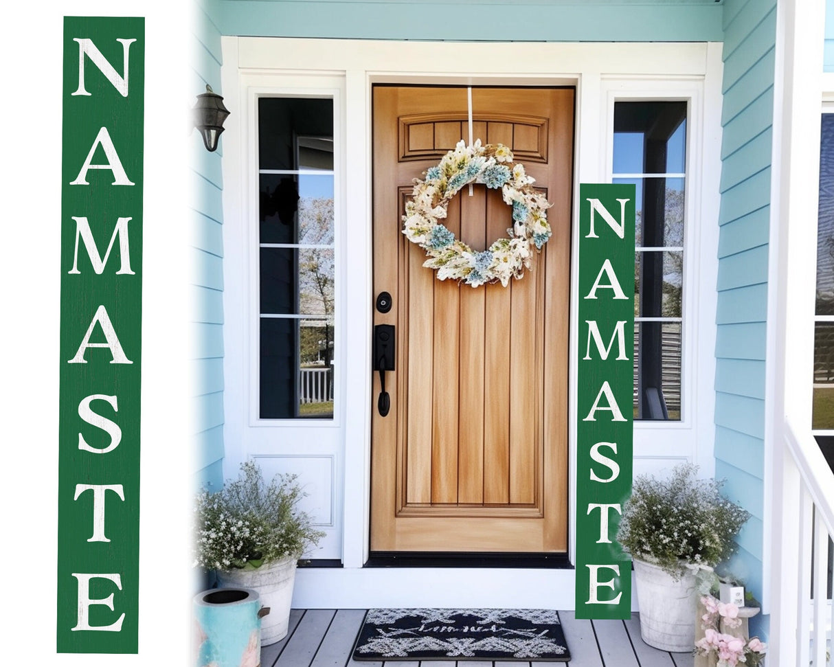 72in Green Outdoor Namaste Sign - UV Protected, Sealed, Foldable, Portable - Ideal for Front Door and Entryway Decor
