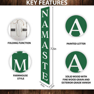72in Green Outdoor Namaste Sign - UV Protected, Sealed, Foldable, Portable - Ideal for Front Door and Entryway Decor