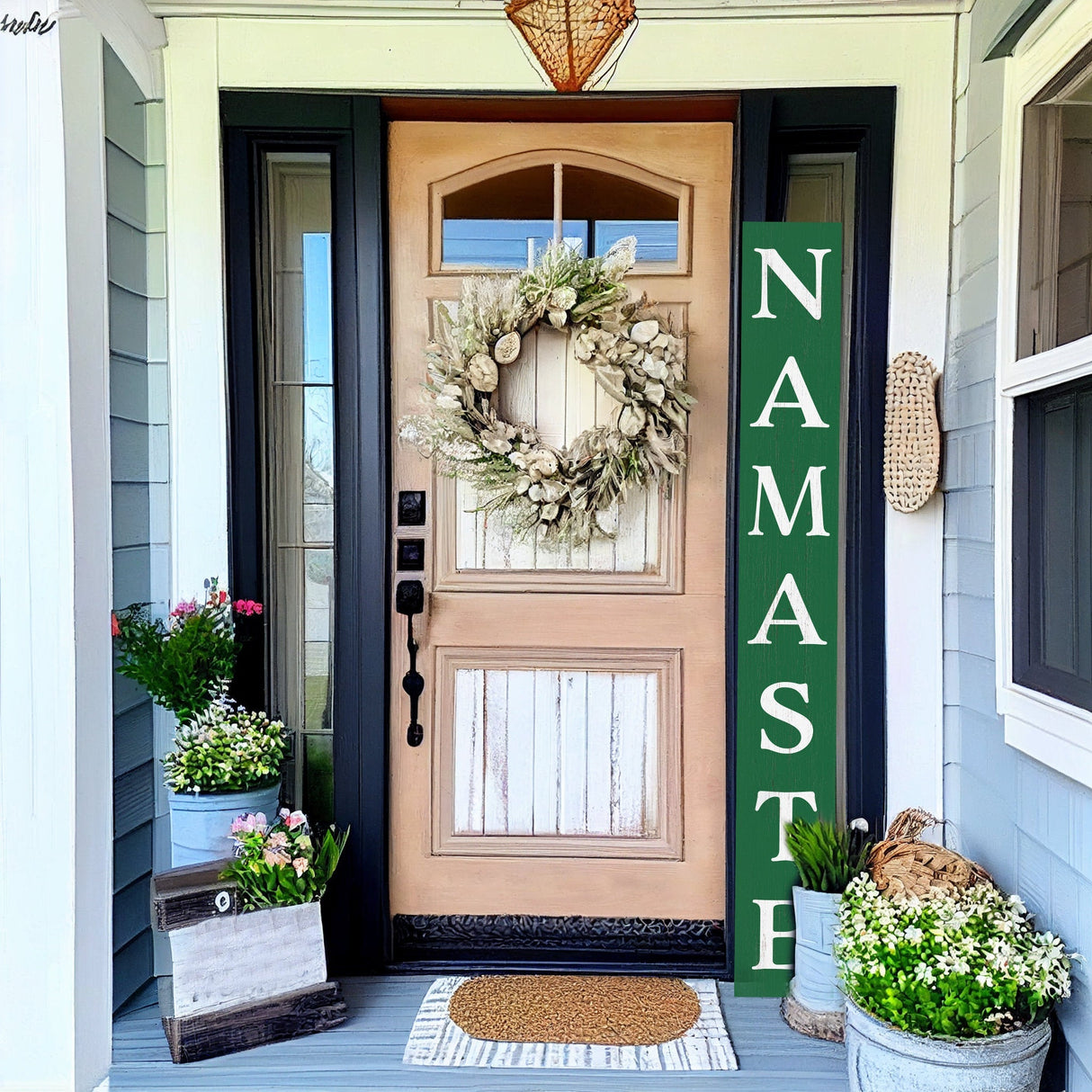 72in Green Outdoor Namaste Sign - UV Protected, Sealed, Foldable, Portable - Ideal for Front Door and Entryway Decor