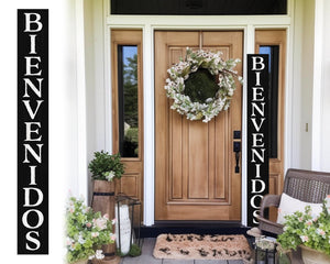 72in Black Bienvenido Porch Sign - UV Protected, Sealed, Foldable, Portable - Perfect for Front Door and Entryway Decor