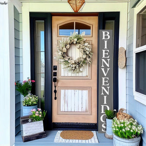 72in Gray Bienvenido Porch Sign - UV Protected, Sealed, Foldable, Portable - Perfect for Front Door and Entryway Decor