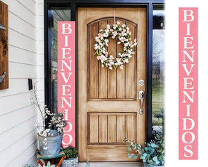 72in Pink Bienvenido Porch Sign - UV Protected, Sealed, Foldable, Portable - Perfect for Front Door and Entryway Decor