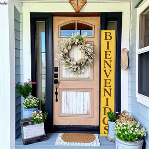 72in Yellow Bienvenido Porch Sign - UV Protected, Sealed, Foldable, Portable - Perfect for Front Door and Entryway Decor