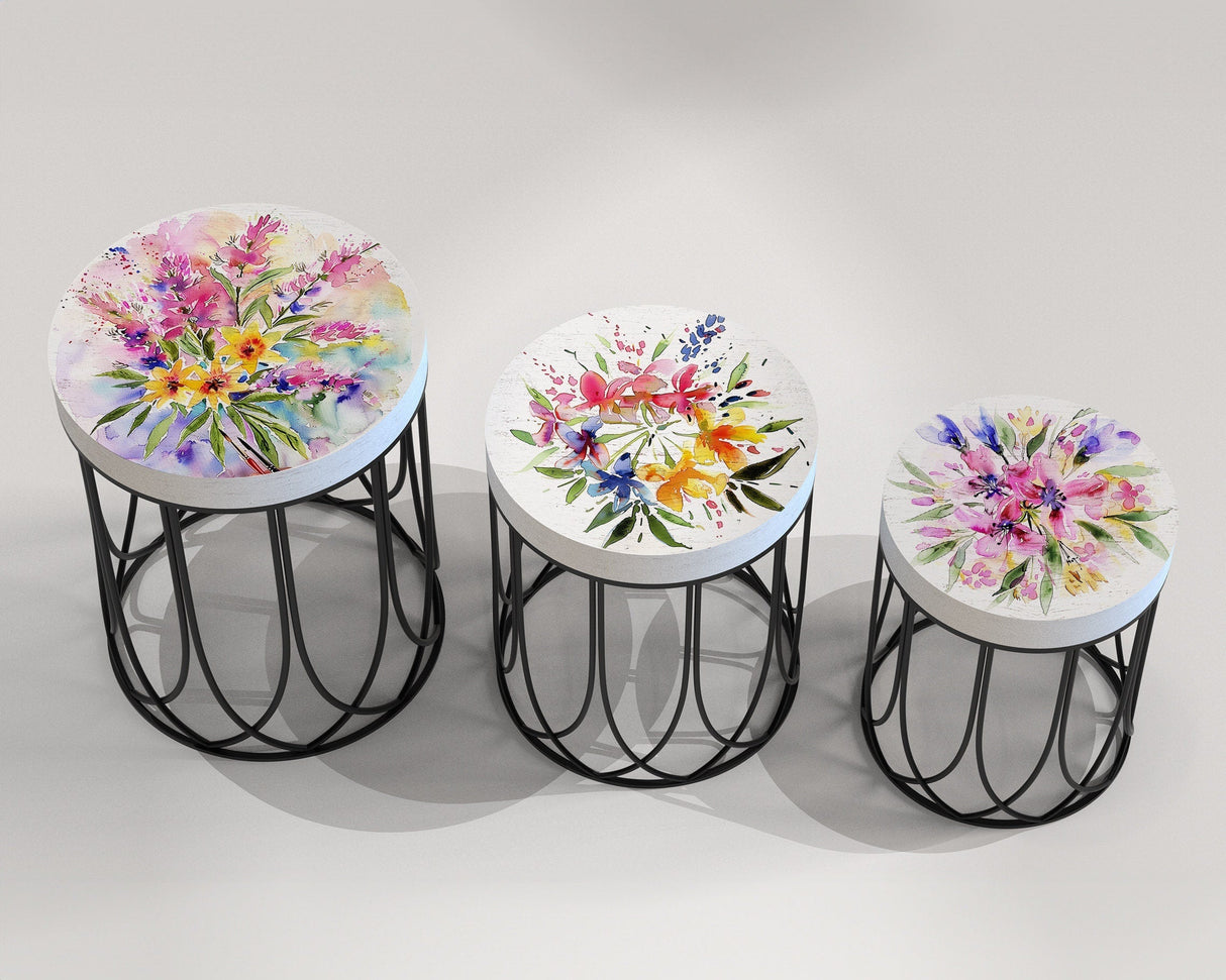 Watercolor Fireweed Accent Table- 9 Patterns