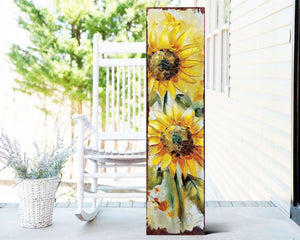 36-inch Summer Oil Sunflower Wooden Porch Sign | Rustic Farmhouse Decor for Door, Wall, Outdoor Entryway Decor | UV Protected & Sealed