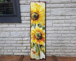 36-inch Summer Oil Sunflower Wooden Porch Sign | Rustic Farmhouse Decor for Door, Wall, Outdoor Entryway Decor | UV Protected & Sealed