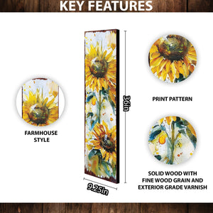 36-inch Summer Oil Sunflower Porch Sign | Rustic Farmhouse Decor for Door, Wall, Outdoor Entryway Decor | UV Protected & Sealed