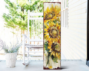 36-inch Summer Oil Sunflower Wooden Porch Sign | Rustic Farmhouse Decor for Door, Mantel, Outdoor Entryway Foyer | UV Protected & Sealed