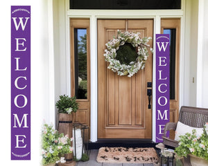 72in Violet Outdoor Welcome Sign | Rustic Sign | Front Door, Entryway Decor | Foldable, Portable | UV Protected & Sealed