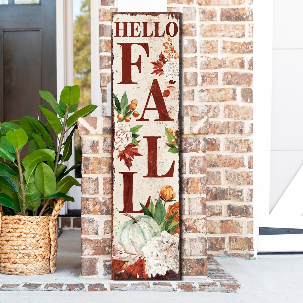 Reversible 36-Inch Rustic Autumn Porch Sign