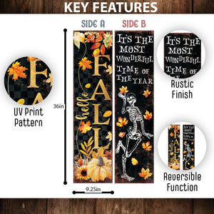 Reversible 36" Fall & Halloween Porch Sign