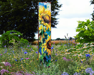 42in Summer Garden Stake - Oil Paint Style Sunflowers Decor - Ideal for Outdoor, Yard, and Garden Decorations
