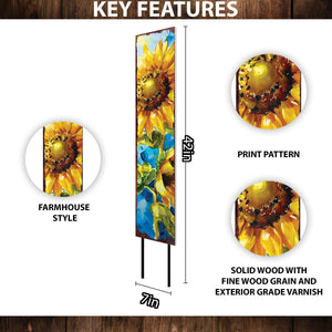 42in Summer Garden Stake | Oil Paint Style Sunflower Decor - Ideal for Outdoor, Yard, and Garden Decor
