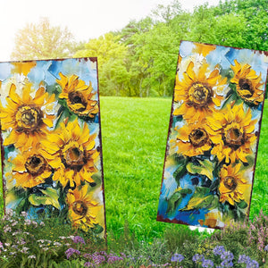 30in Summer Garden Stake - Oil Paint Style Sunflower Decor - Made in USA - Ideal for Outdoor, Yard, and Garden Decorations