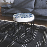Moroccan Geometric Blue Tiles Accent Table