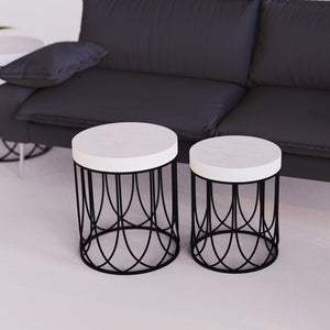 White Farmhouse Accent Table Set- 3 Piece Set