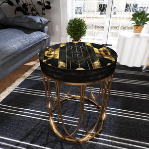 Black & Gold Geometric Accent Table