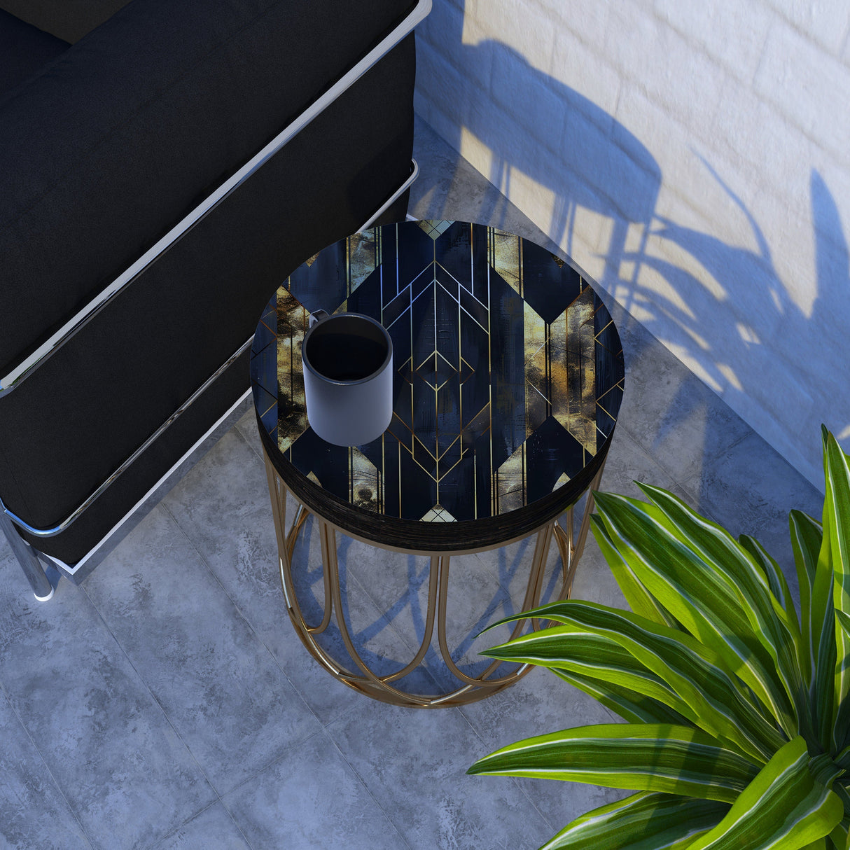 Black & Gold Geometric Accent Table