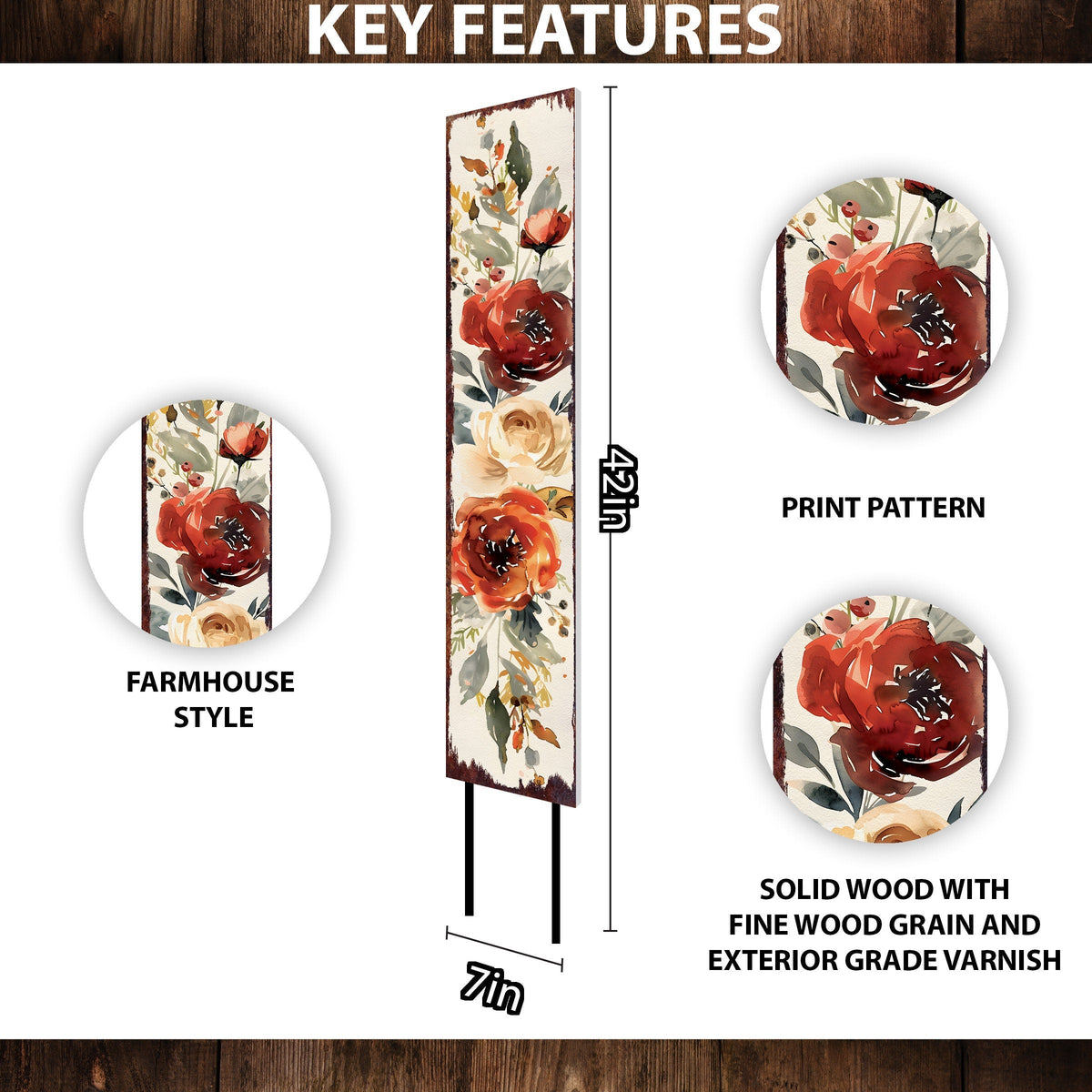 42in Fall Garden Stake - Watercolor Boho Floral Bouquet Decor - Ideal for Outdoor Decor, Yard Art, and Garden Decorations