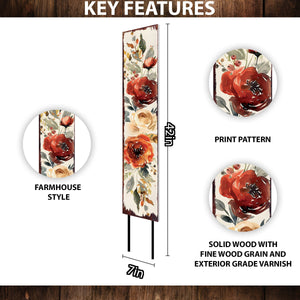 42in Fall Garden Stake - Watercolor Boho Floral Bouquet Decor - Ideal for Outdoor Decor, Yard Art, and Garden Decorations