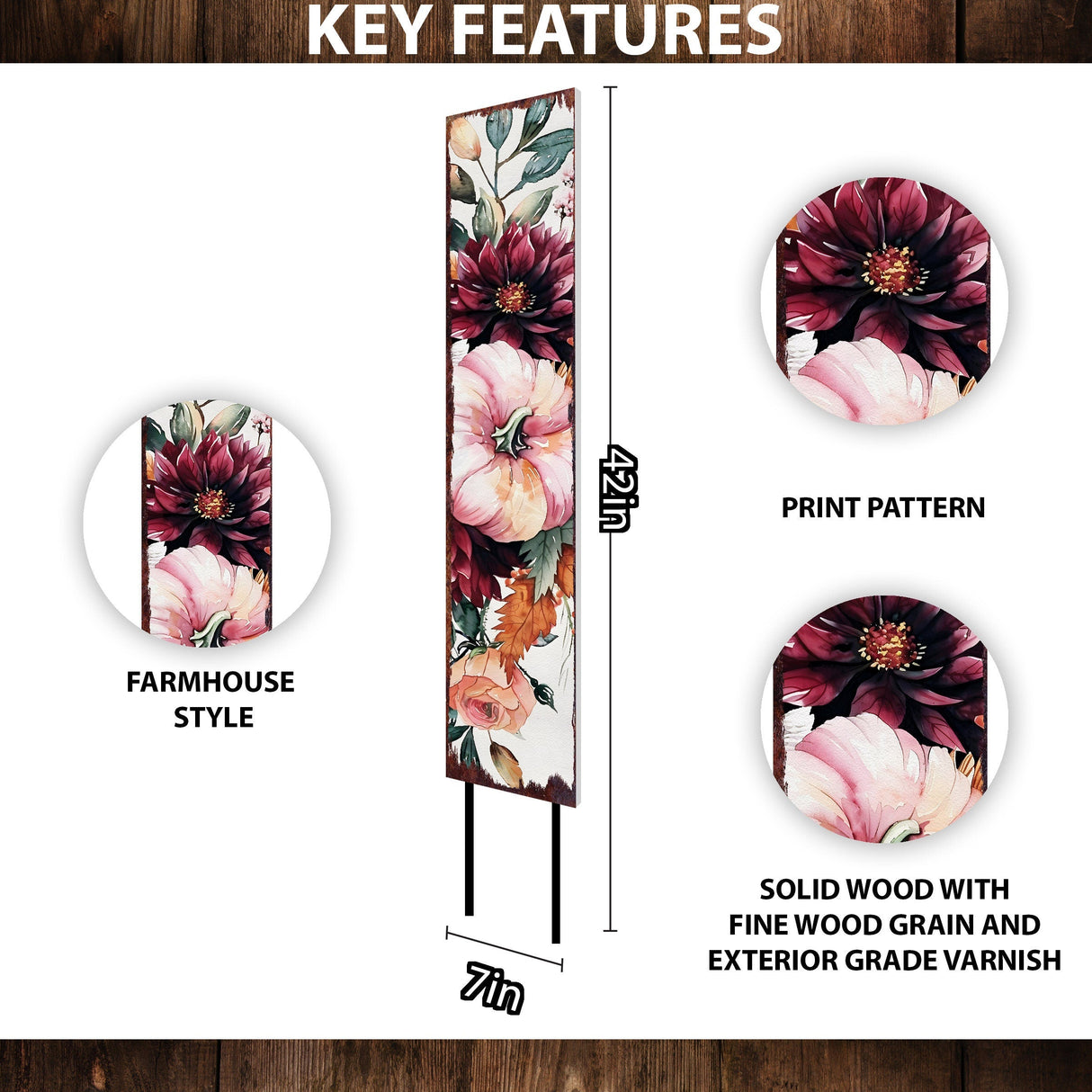 42" Watercolor Pumpkin Garden Stake