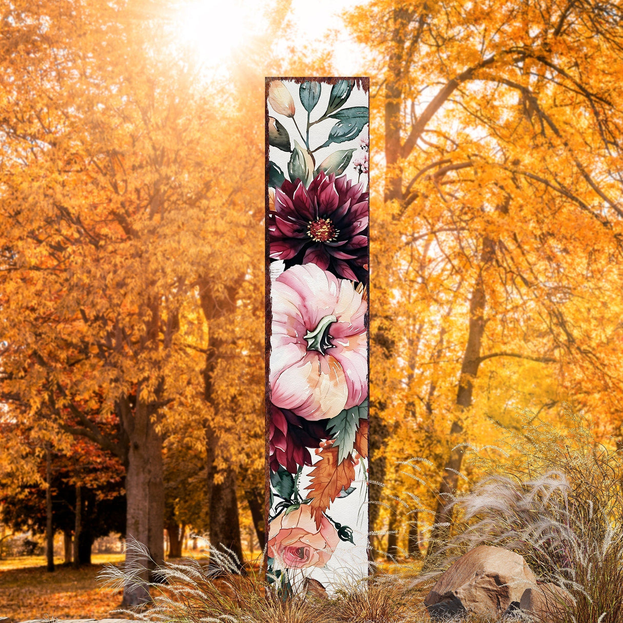 42" Watercolor Pumpkin Garden Stake