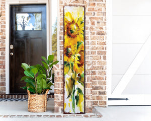 48-inch Summer Oil Sunflower Wooden Porch Sign | Rustic Farmhouse Decor for Door, Wall, Outdoor Entryway Decorative | UV Protected & Sealed