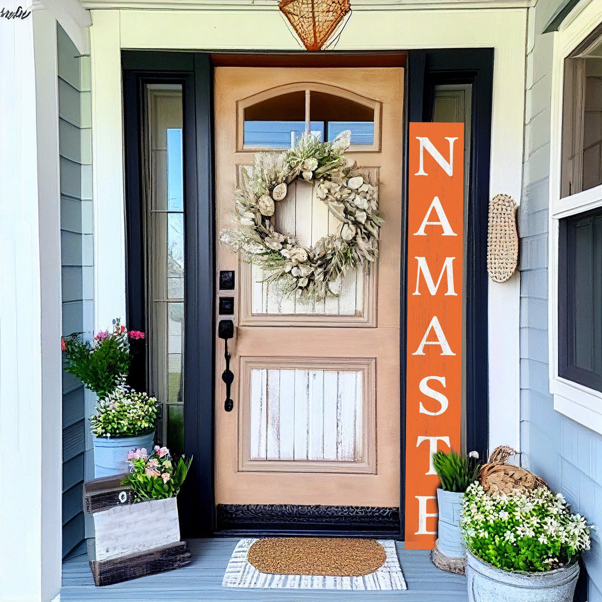 72in Orange Outdoor Namaste Sign - UV Protected, Sealed, Foldable, Portable - Ideal for Front Door and Entryway Decor