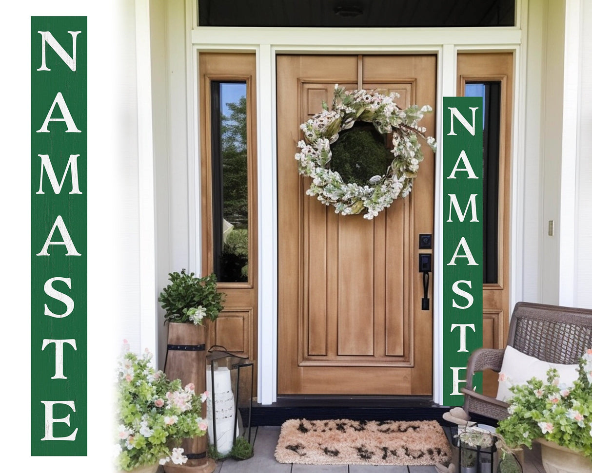 72in Green Outdoor Namaste Sign - UV Protected, Sealed, Foldable, Portable - Ideal for Front Door and Entryway Decor